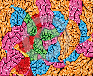 Psychedelic colorful background of human brain