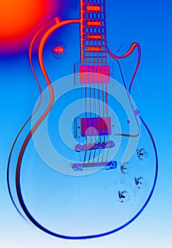 Psychedelic colorful fantasy image of electric guitar - red, blue, pink