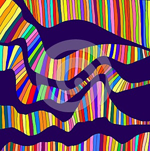 Psychedelic colorful waves. Fantastic art with decorative background. Surreal doodle pattern