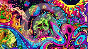 Psychedelic Colors Extravaganza: Abstract Artistic Fluid Patterns photo