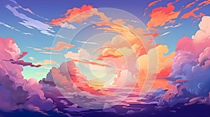 Psychedelic colors sunset sky background