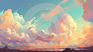 Psychedelic colors sunset sky background