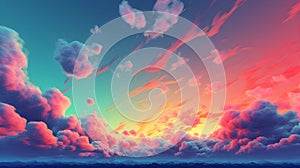 Psychedelic colors sunset sky background