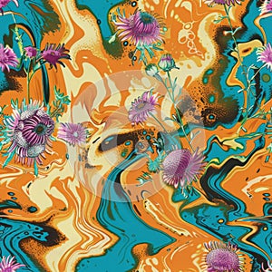 Psychedelic Floral Swirls in Vivid Colors