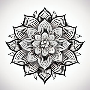Psychedelic Flower Tattoo With Leaves And Flowers