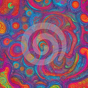 Psychedelic Fluid Liquid Kaleidoscope Pastel Print with Swirls