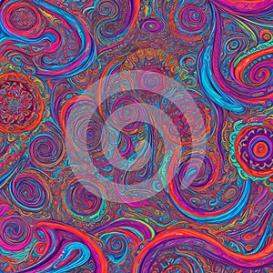 Psychedelic Fluid Liquid Kaleidoscope Pastel Print with Swirls