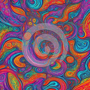 Psychedelic Fluid Liquid Kaleidoscope Pastel Print with Swirls