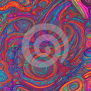 Psychedelic Fluid Liquid Kaleidoscope Pastel Print with Swirls