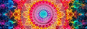 psychedelic geometric mandala, intricate repeating patterns, vivid rainbow palette, hypnotic background