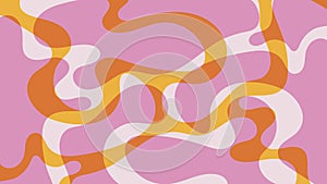 Psychedelic groovy pattern in retro 60s-70 s style. Vintage wavy background in pink, yellow, orange and beige colors