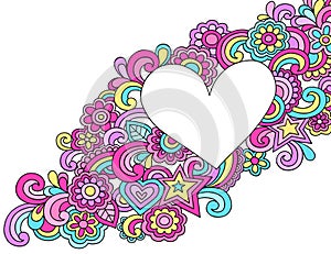 Psychedelic Heart Frame Doodle Vector