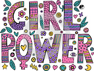 Psychedelic hippie Girl Power lettering