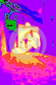 Psychedelic Illustration in Magenta and golden Yellow photo