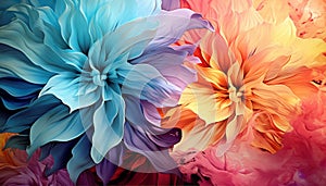 psychedelic iridescent colored flowers, ai generated image