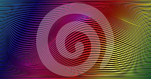 Psychedelic lines. Abstract pattern. Texture with wavy, curves stripes. Optical art background. Wave colorful design, spectrum