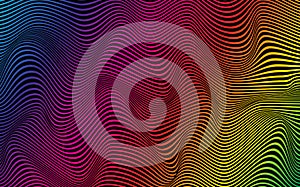 Psychedelic lines. Abstract pattern. Texture with wavy, curves stripes. Optical art background. Wave colorful gradient design