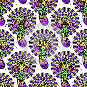 Psychedelic Magic Mushrooms. Vector illustration.