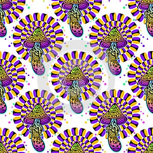 Psychedelic Magic Mushrooms. Vector illustration.