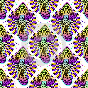 Psychedelic Magic Mushrooms. Vector illustration.