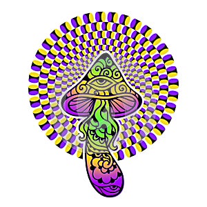 Psychedelic Magic Mushrooms. Vector illustration.