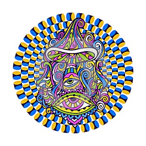 Psychedelic Magic Mushrooms. Vector illustration.