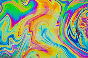 Psychedelic multicolored patterns background. Photo macro shot of soap bubbles