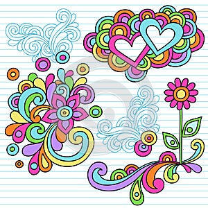 Psychedelic Notebook Doodle Design Elements Vector