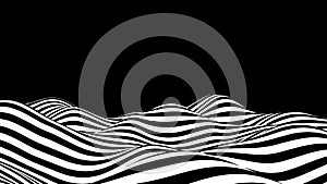 Psychedelic optical illusion. Abstract vector distorted background with black and white lines. Op art pattern textures