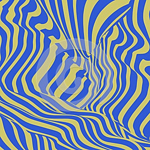 Psychedelic optical illusion pattern. Rippled, stripes texture. Hypnotic surreal abstract background. Vector wallpaper