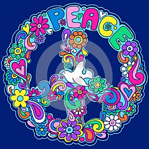 Psychedelic Peace Sign Vector Illustration