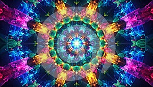 Psychedelic Petals: Neon Light Burst