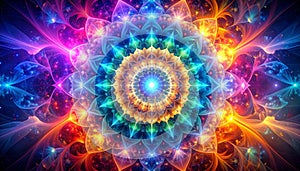 Psychedelic Petals: Neon Light Burst