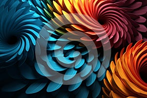 Psychedelic rainbow. mesmerizing optical illusions in vibrant colors on a dark background