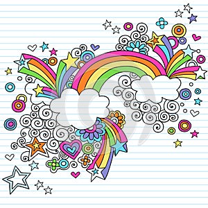 Psychedelic Rainbow Notebook Doodle Vector