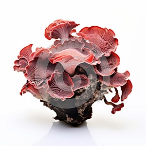 Psychedelic Red Fungus On White Background: Terracotta Beauty Inspired By Tetsuya Nomura