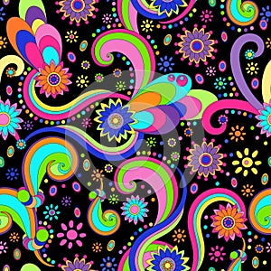 Psychedelic seamless pattern ornamental.