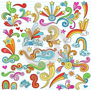 Psychedelic Stars Notebook Doodles Vector Elements photo