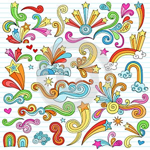 Psychedelic Stars Notebook Doodles Vector Elements