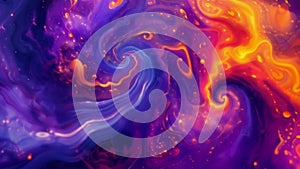 Psychedelic swirls and twirls in various shades of purple blue and orange create a mystical atmosphere