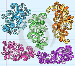 Psychedelic Swirly Notebook Doodles Vector Set