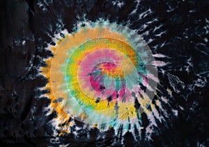 Psychedelic Tie Dye Swirl and galaxy design with black background.