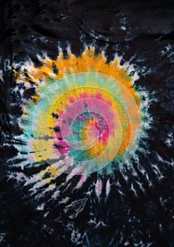 Psychedelic Tie Dye Swirl and galaxy design with black background.