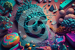 Psychedelic trip into wellness and escapism with surrealis and vibrant trippy illustrations