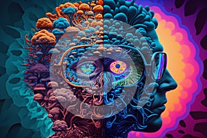 Psychedelic trip into wellness and escapism with surrealis and vibrant trippy illustrations