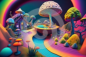 Psychedelic trip into wellness and escapism with surrealis and vibrant trippy illustrations