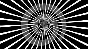 Psychedelic twisting circles. Round striped black white lines. Swirling hypnotic rotating abstraction. Op art effect, optical illu