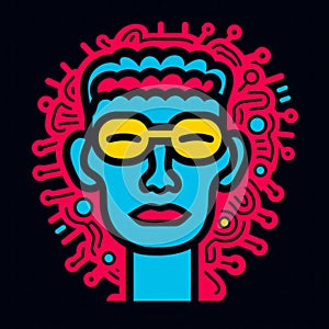 Psychedelic Vector Man Design Inspired By Keith Haring And Geof Darrow