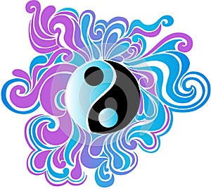 Psychedelic Yin Yang Vector Illustration