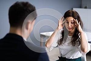 Psychiatric Patient Treatment By Psychotherapist Man photo